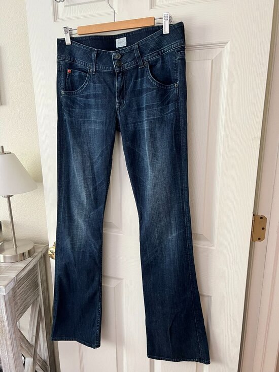 Hudson Denim - Hudson Signature Bootcut Jeans Sz 30 Dark Wash Long Inseam 33 Flap Pocket